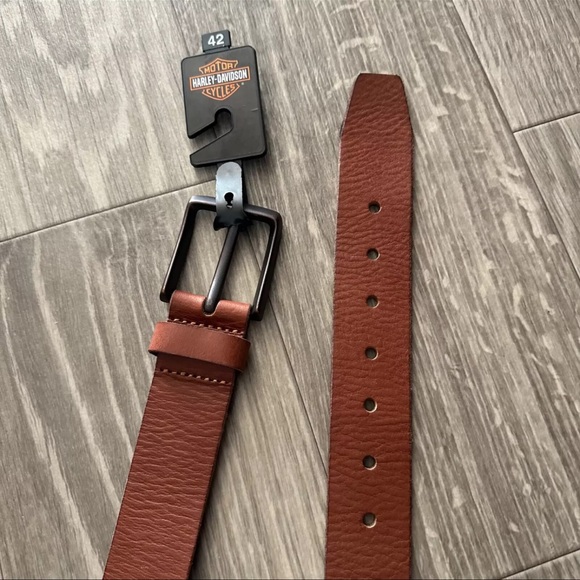 ✔️HARLEY DAVIDSON MENS LEATHER BELT WITH LOGO - Picture 9 of 11